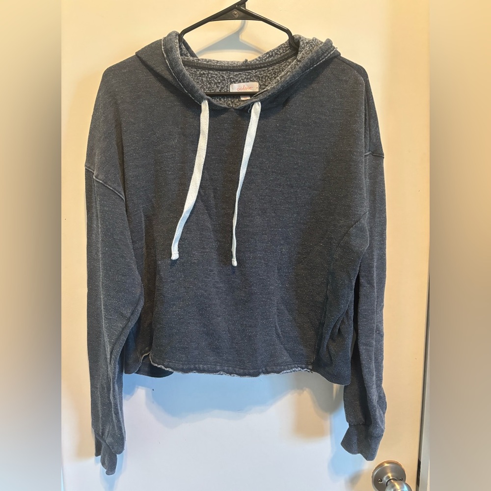 Gray Cropped Hoodie